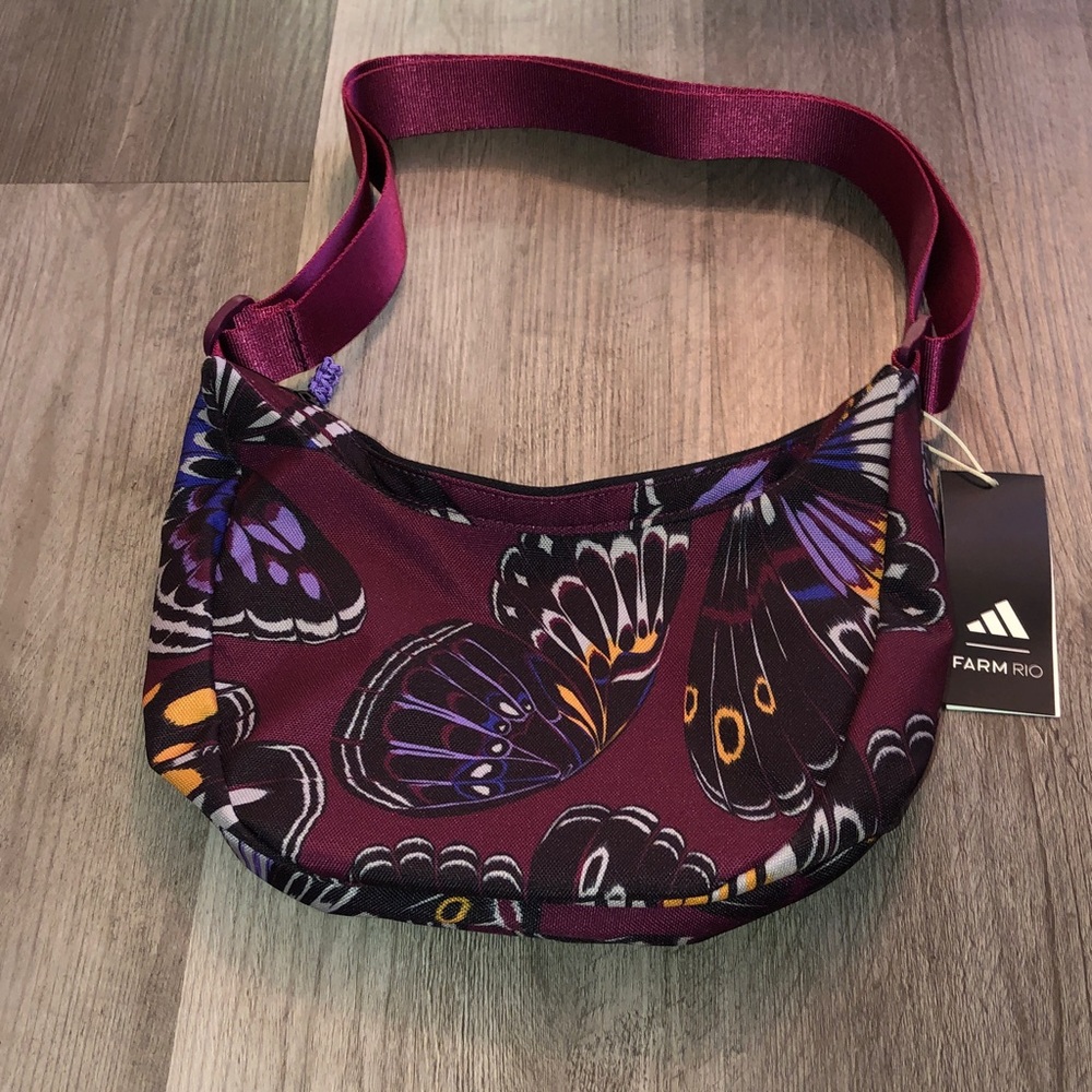 adidas x Farm Rio Sacoche Shoulder Bag Multi Color Corn Gold Butterfly Print NWT - Picture 8 of 16